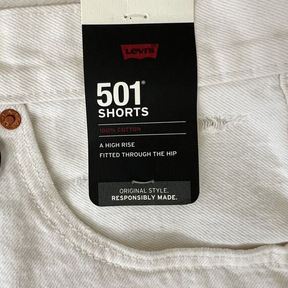 Levi's Premium 501 Button-Fly Big E High Rise Waterless Denim Shorts - Sz 31 NWT - Picture 3 of 12